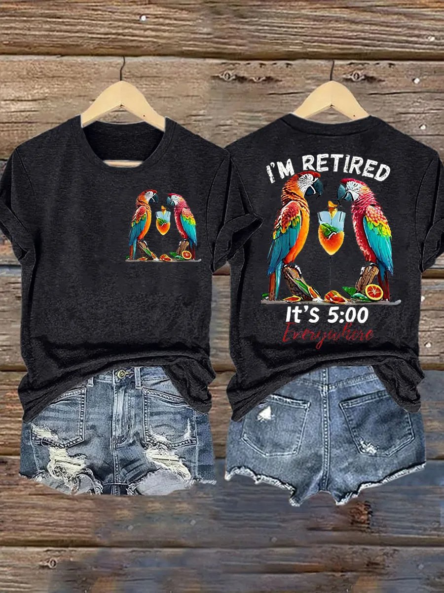 Women's Retro I‘m Retired Resort Hawaiian Print T-Shirt