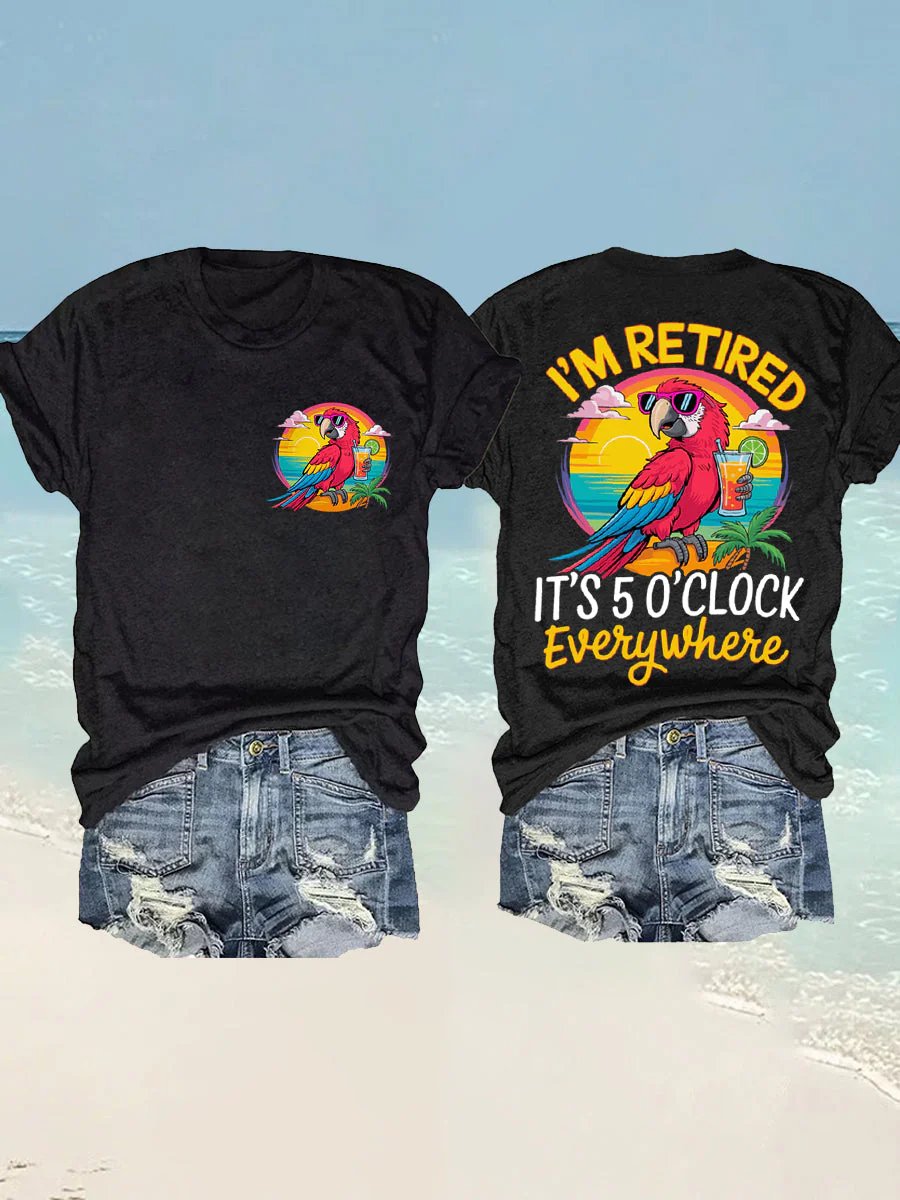 Women's I‘m Retired Resort Hawaiian Printed T-Shirt