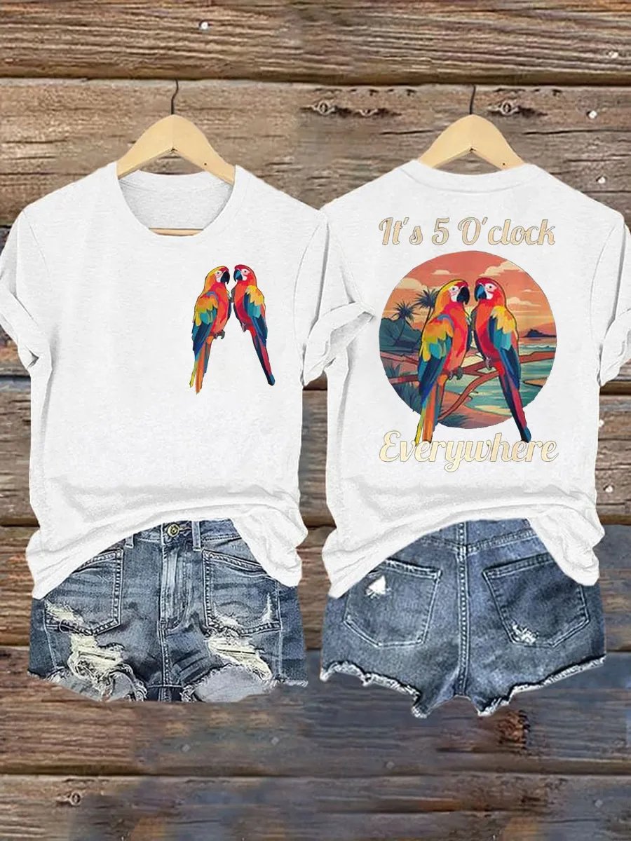 Women's Retro Iβm Retired Resort Hawaiian Print T-Shirt