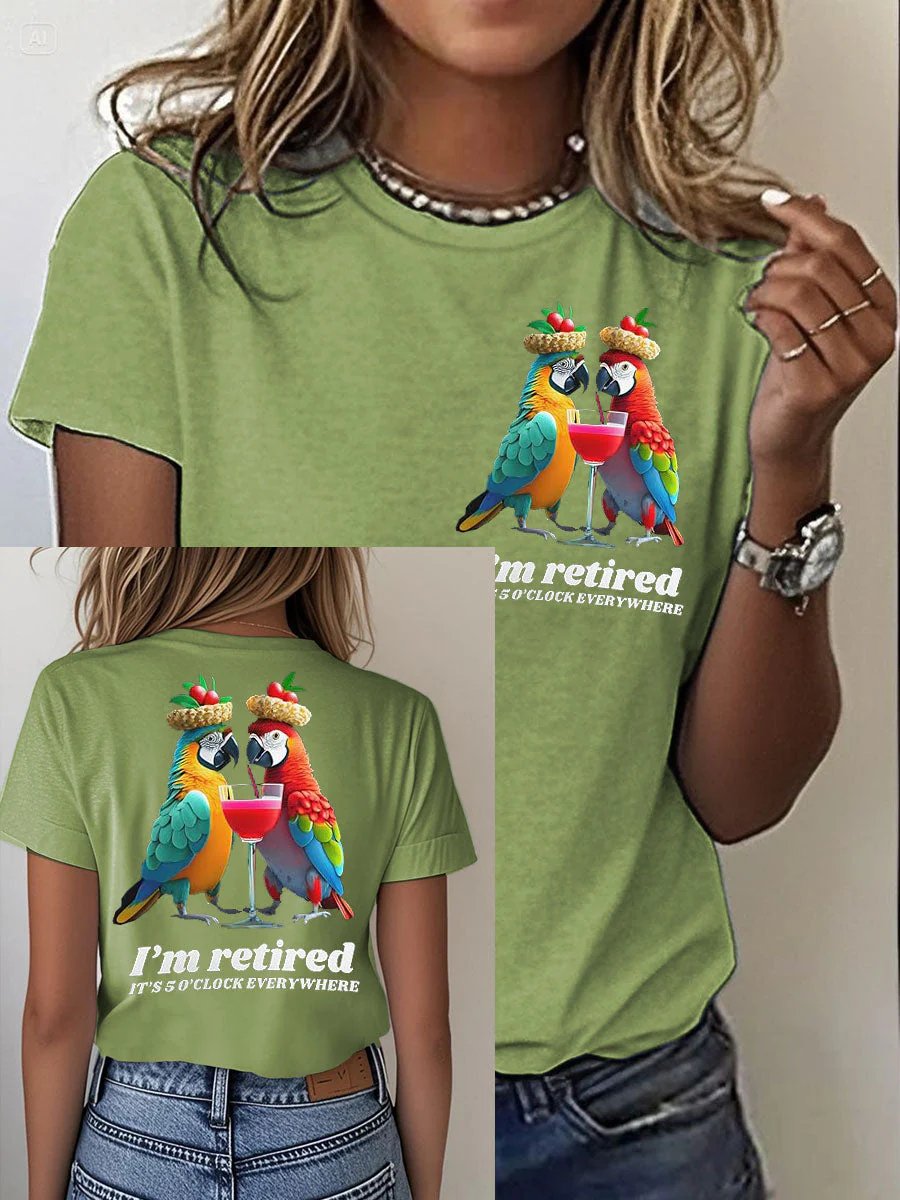 Women's Retro I‘m Retired Resort Hawaiian Print T-Shirt