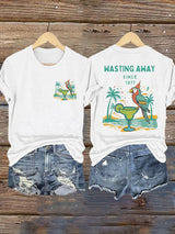 Retro Parrot Margarita Wasting Away Since 1977 Print T-Shirt