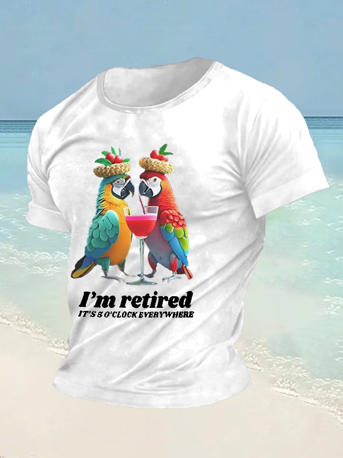 Men's Retro I‘m Retired Resort Hawaiian Print T-Shirt