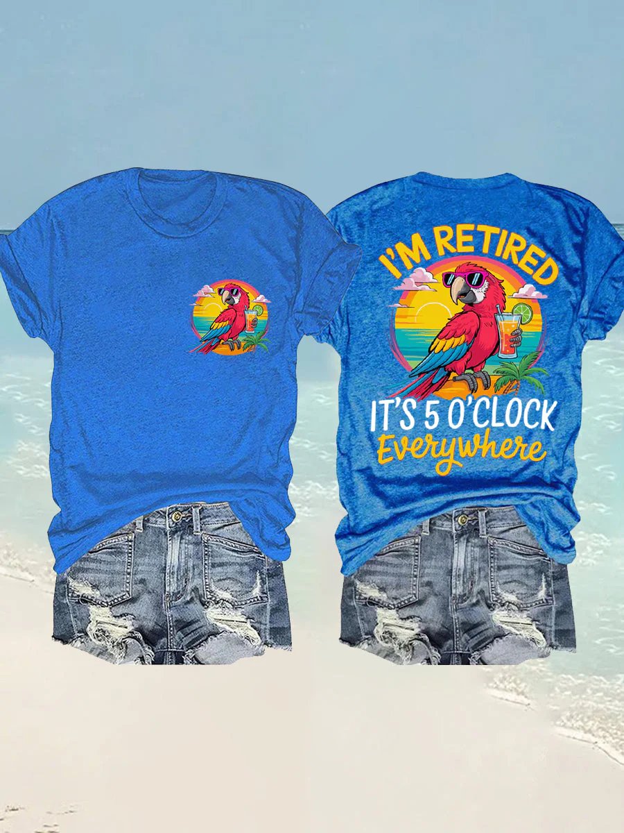 Women's I‘m Retired Resort Hawaiian Printed T-Shirt