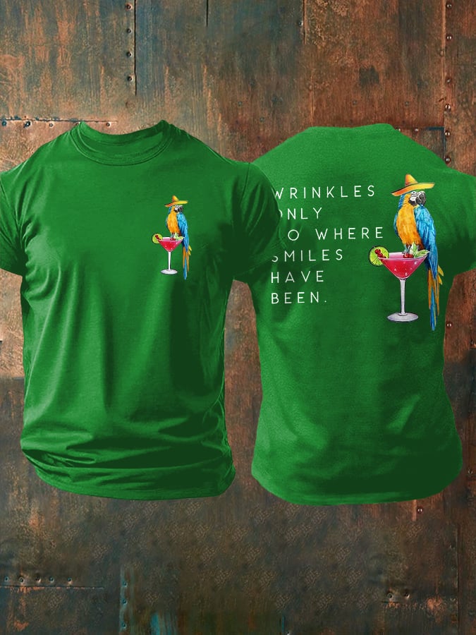 Men's Retro Wrinkles Only Go Where Smiles Have Been Print T-Shirt