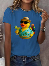 Retro Vacation Parrot Margarita Memorial Duck Hand Print T-Shirt
