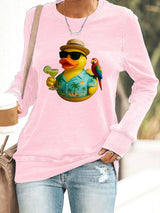 Retro Vacation Parrot Margarita Memorial Duck Print Sweatshirt
