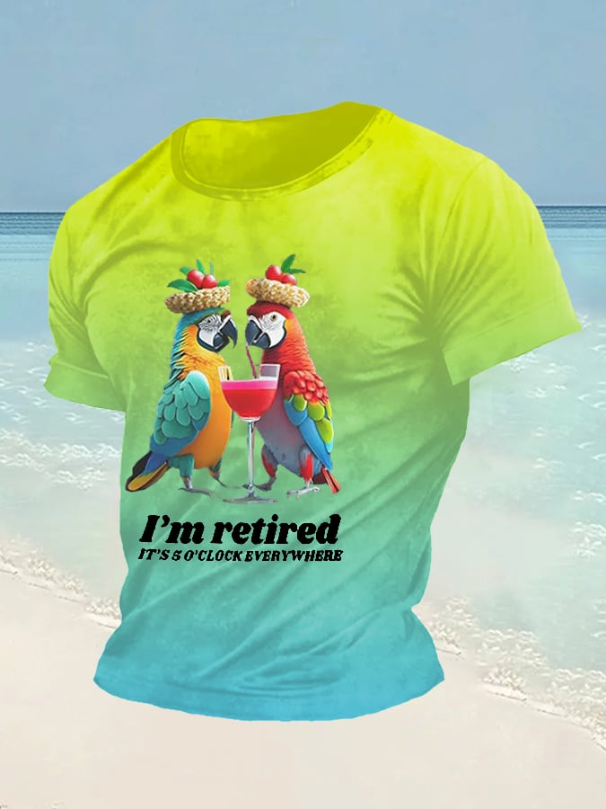 Men's Retro I‘m Retired Resort Hawaiian Print T-Shirt