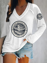 V-neck Retro Mother, Mother Ocean, I Have Heard You Call Print T-Shirt