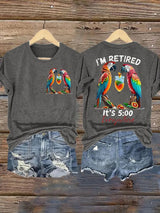 Women's Retro I‘m Retired Resort Hawaiian Print T-Shirt