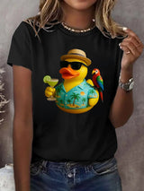 Retro Vacation Parrot Margarita Memorial Duck Hand Print T-Shirt