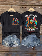 Women's Retro I‘m Retired Resort Hawaiian Print T-Shirt