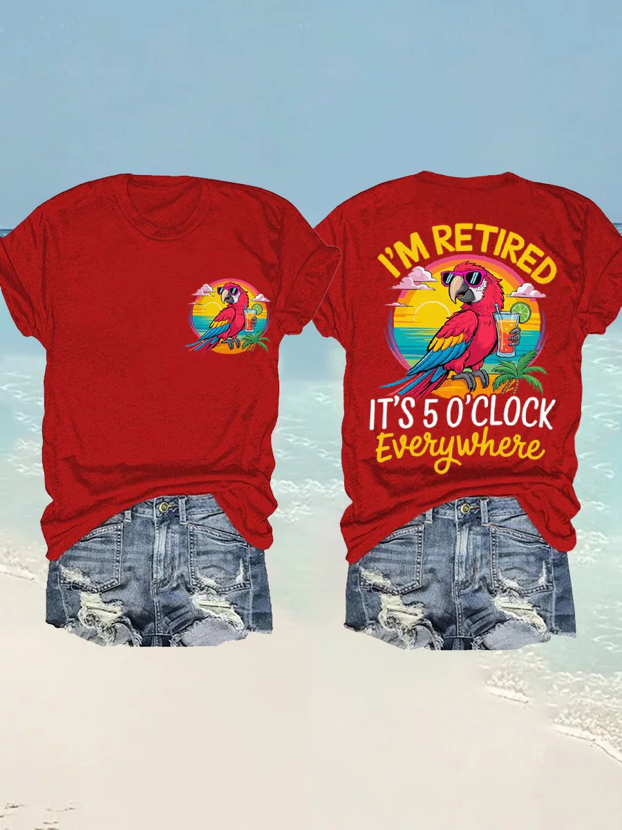 Women's I‘m Retired Resort Hawaiian Printed T-Shirt