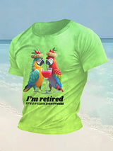 Men's Retro I‘m Retired Resort Hawaiian Print T-Shirt