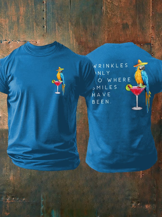 Men's Retro Wrinkles Only Go Where Smiles Have Been Print T-Shirt