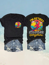 Women's I‘m Retired Resort Hawaiian Printed T-Shirt