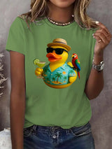 Retro Vacation Parrot Margarita Memorial Duck Hand Print T-Shirt