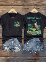 Retro Parrot Margarita Wasting Away Since 1977 Print T-Shirt