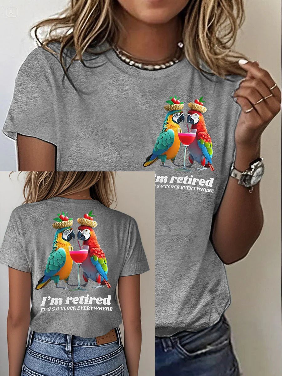 Women's Retro I‘m Retired Resort Hawaiian Print T-Shirt