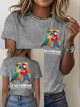 Women's Retro I‘m Retired Resort Hawaiian Print T-Shirt