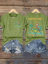 Retro Parrot Margarita Wasting Away Since 1977 Print T-Shirt