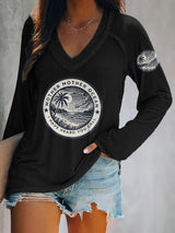 V-neck Retro Mother, Mother Ocean, I Have Heard You Call Print T-Shirt