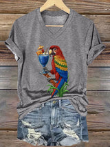 Women's Retro Parrot Print T-Shirt