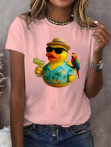 Retro Vacation Parrot Margarita Memorial Duck Hand Print T-Shirt
