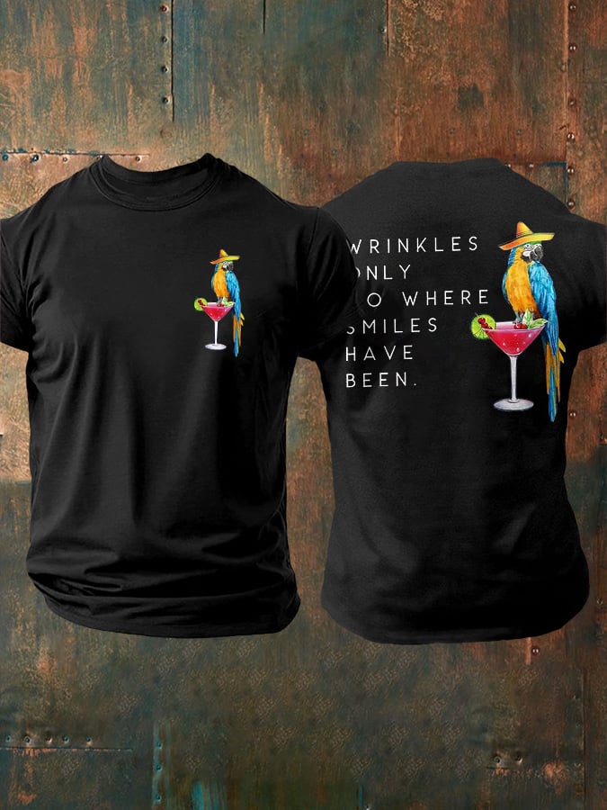 Men's Retro Wrinkles Only Go Where Smiles Have Been Print T-Shirt