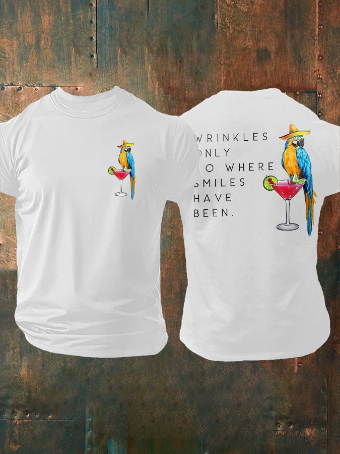 Men's Retro Wrinkles Only Go Where Smiles Have Been Print T-Shirt