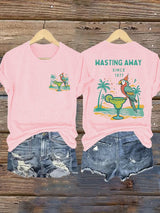 Retro Parrot Margarita Wasting Away Since 1977 Print T-Shirt