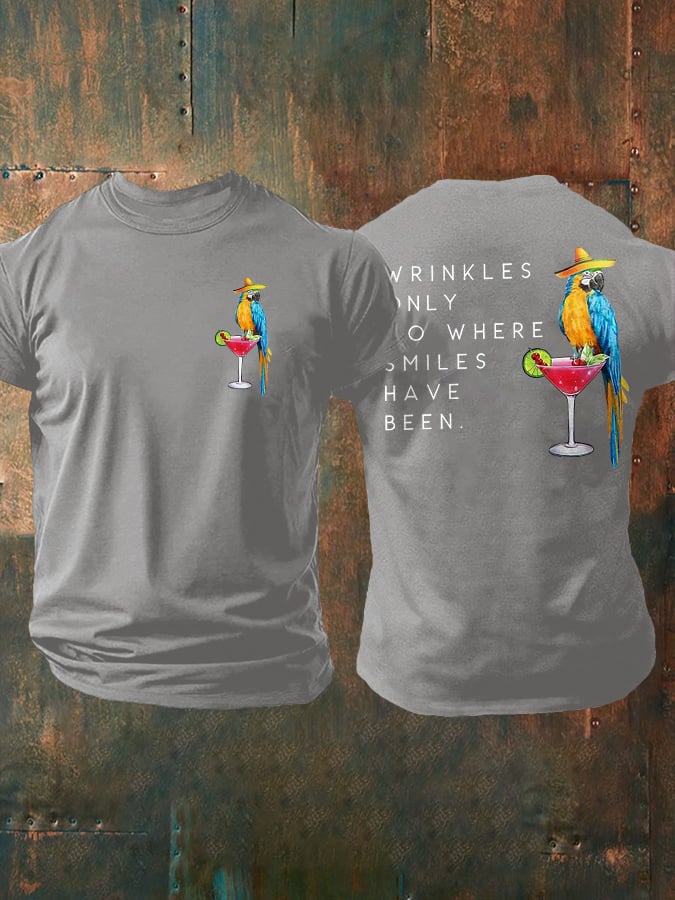 Men's Retro Wrinkles Only Go Where Smiles Have Been Print T-Shirt