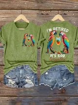Women's Retro I‘m Retired Resort Hawaiian Print T-Shirt