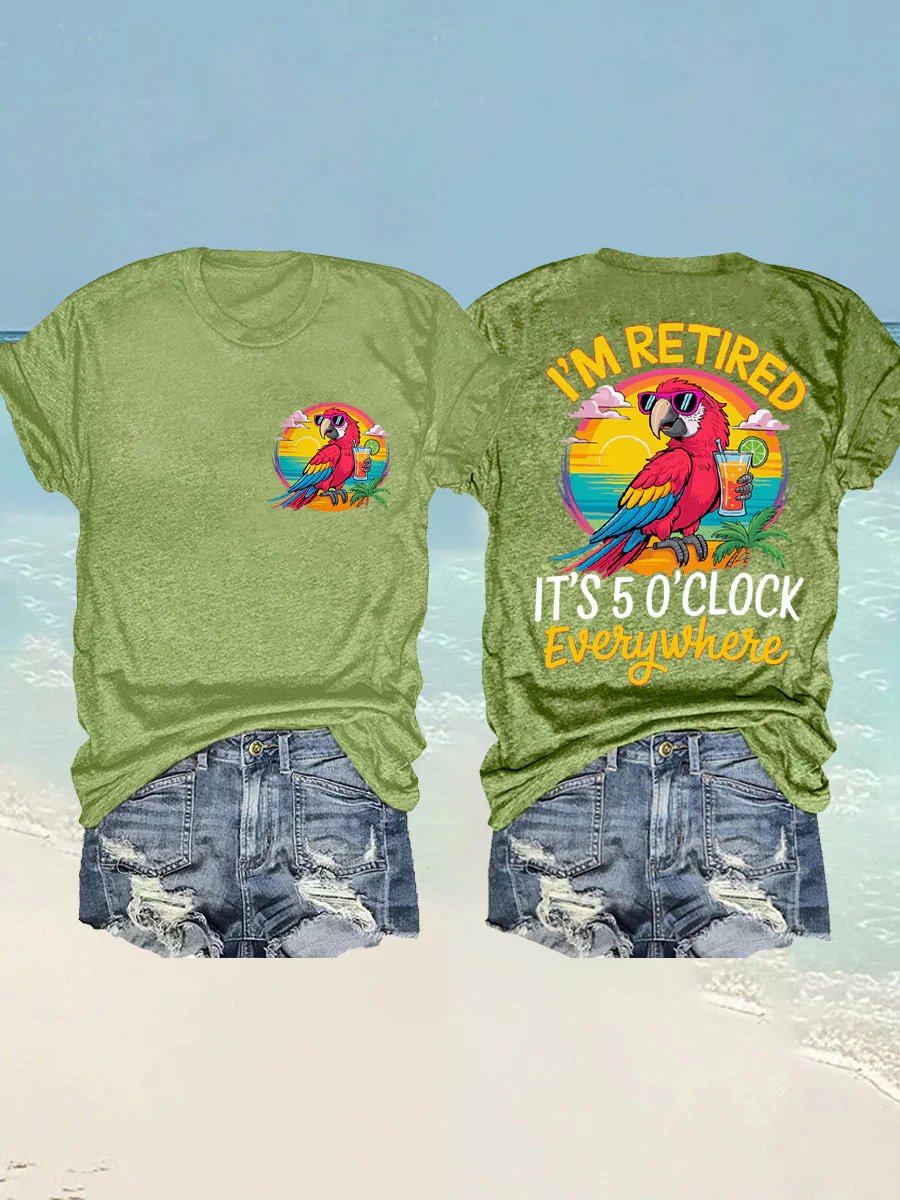 Women's I‘m Retired Resort Hawaiian Printed T-Shirt